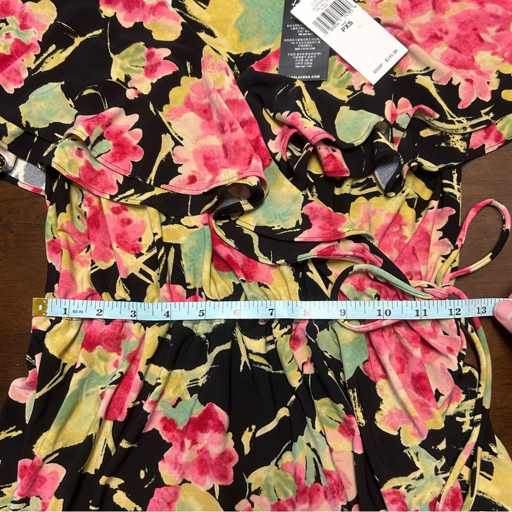 Lauren Ralph Lauren Floral Ruffle-Trim Surplice Jersey Top Size Petite XS - Picture 9 of 13